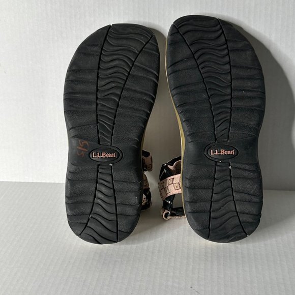 LL Bean Katahdin women's size 8.5M pink tan print strappy 4 point sandal - Picture 6 of 7